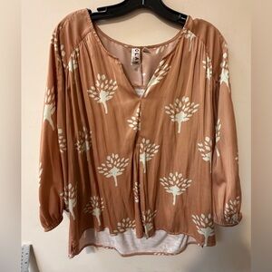 Dolan Brown and White Tree Pattern Blouse